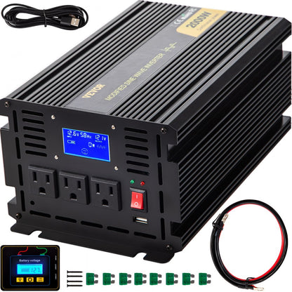 GYM-2000W - 2000W Modified Sine Wave Inverter with LCD & Cooling Fan
