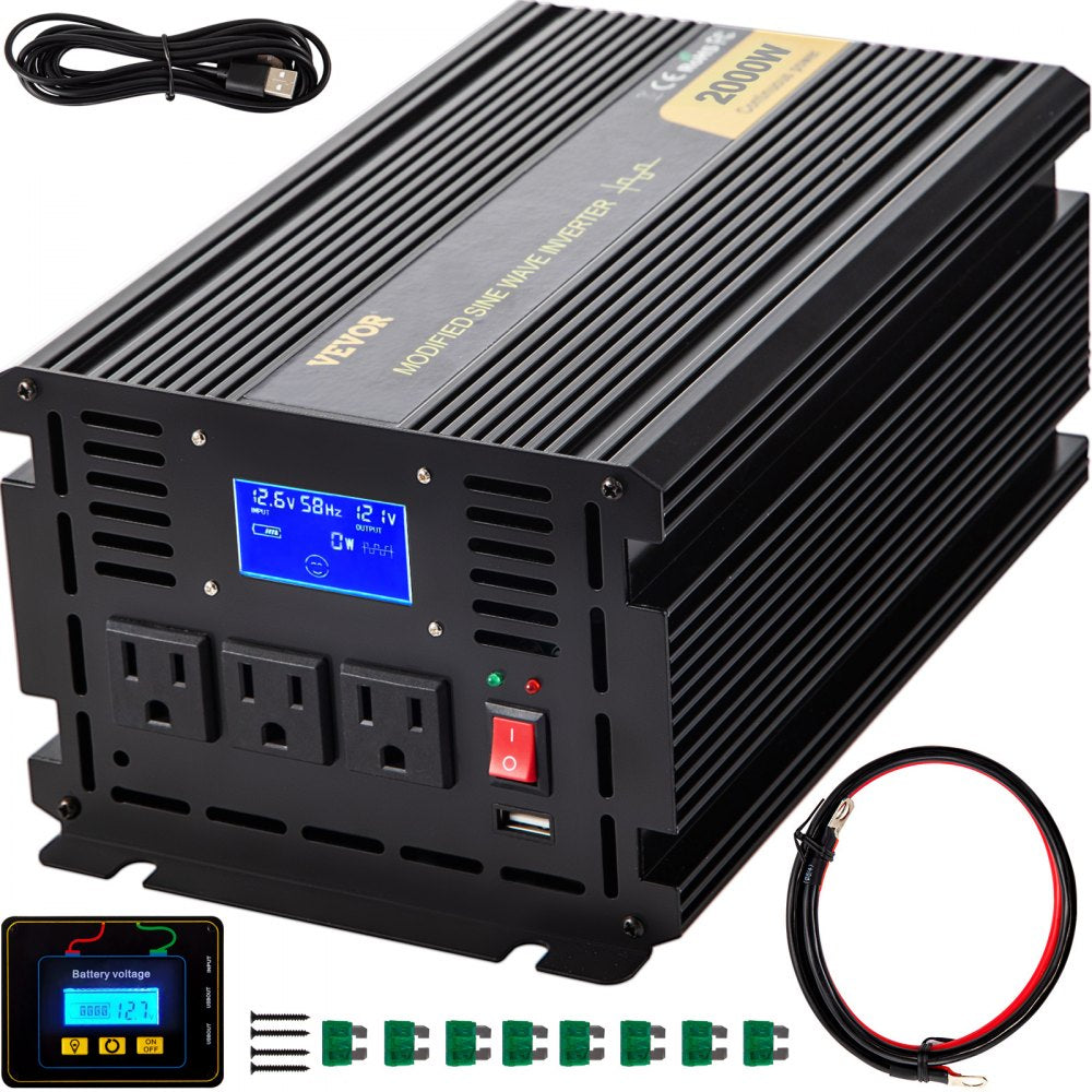 GYM-2000W - 2000W Modified Sine Wave Inverter with LCD & Cooling Fan