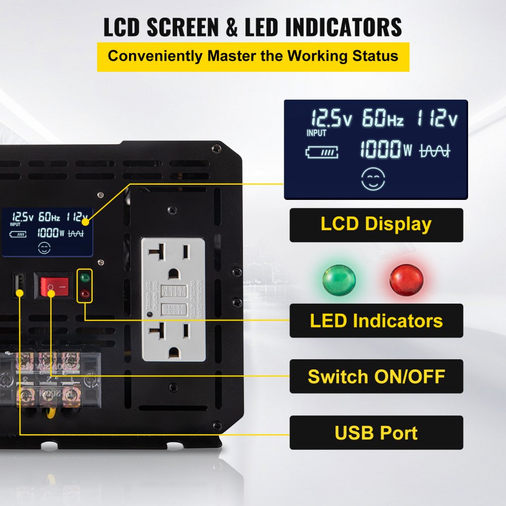 GYM-5000W - 5000W Modified Sine Wave Inverter with Remote Control