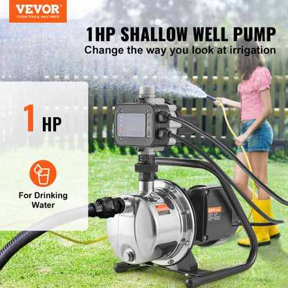 XKJ-1104SE - 1HP Shallow Well Pump with Auto Controller for Strong Water Pressure