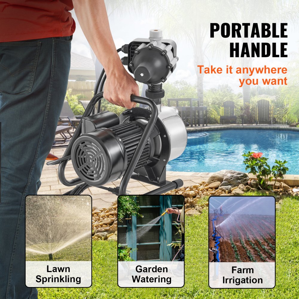 XKJ-1104SE - 1HP Shallow Well Pump with Auto Controller for Strong Water Pressure