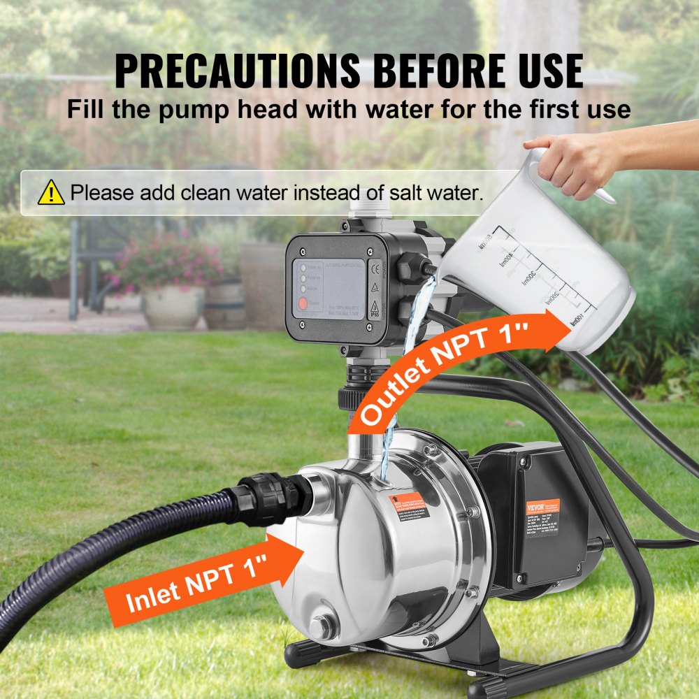 XKJ-1104SE - 1HP Shallow Well Pump with Auto Controller for Strong Water Pressure