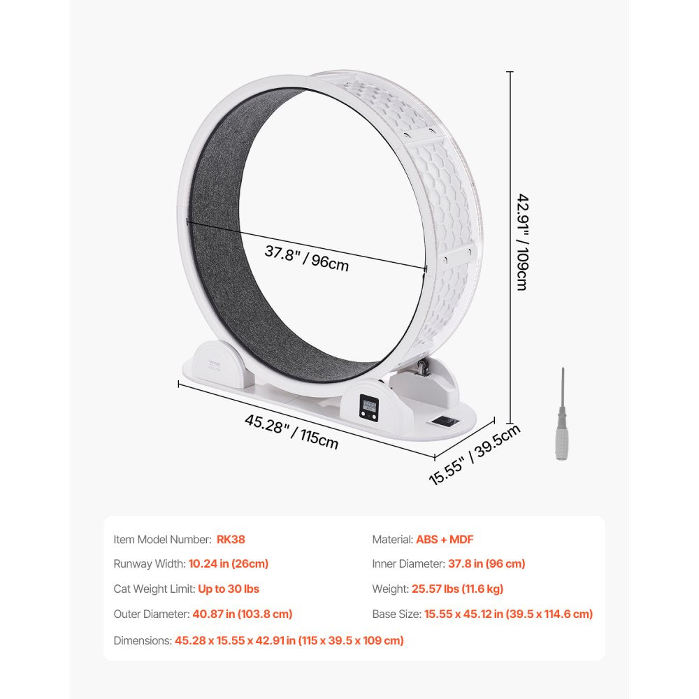 RK38 - 40.8" Smart Cat Exercise Wheel with Pedometer & Pet Bed Function