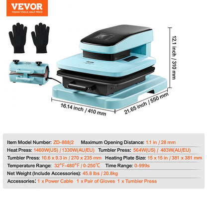 ZD-888/2 - VEVOR Automatic Heat Press Machine for T-Shirt Printing