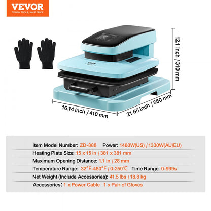 ZD-888 - 15x15 VEVOR Automatic Heat Press for T-shirts & More