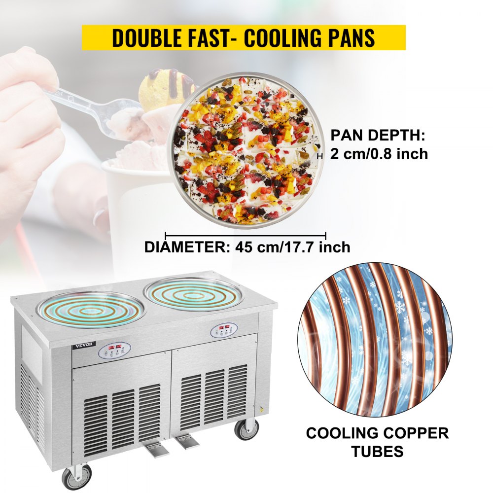 010587780299 - 17.7" Stainless Steel Double-Pan Ice Cream Machine