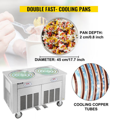 010587780299 - 17.7" Stainless Steel Double-Pan Ice Cream Machine