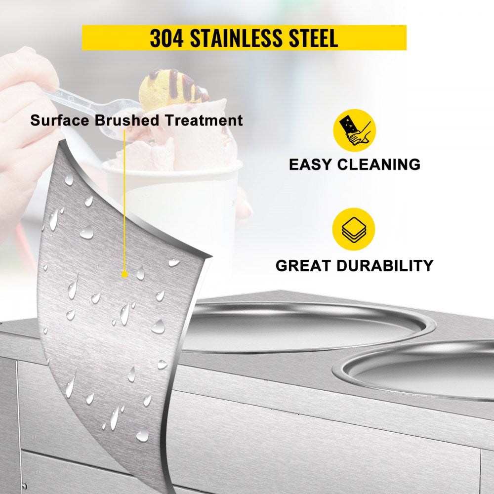 010587780299 - 17.7" Stainless Steel Double-Pan Ice Cream Machine