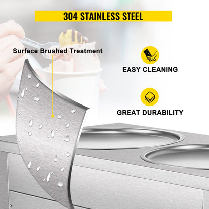 010587780299 - 17.7" Stainless Steel Double-Pan Ice Cream Machine