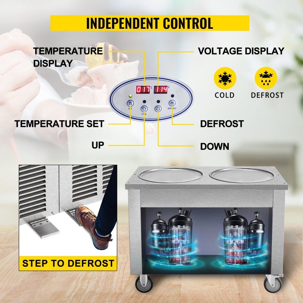 010587780299 - 17.7" Stainless Steel Double-Pan Ice Cream Machine