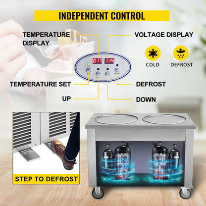 010587780299 - 17.7" Stainless Steel Double-Pan Ice Cream Machine