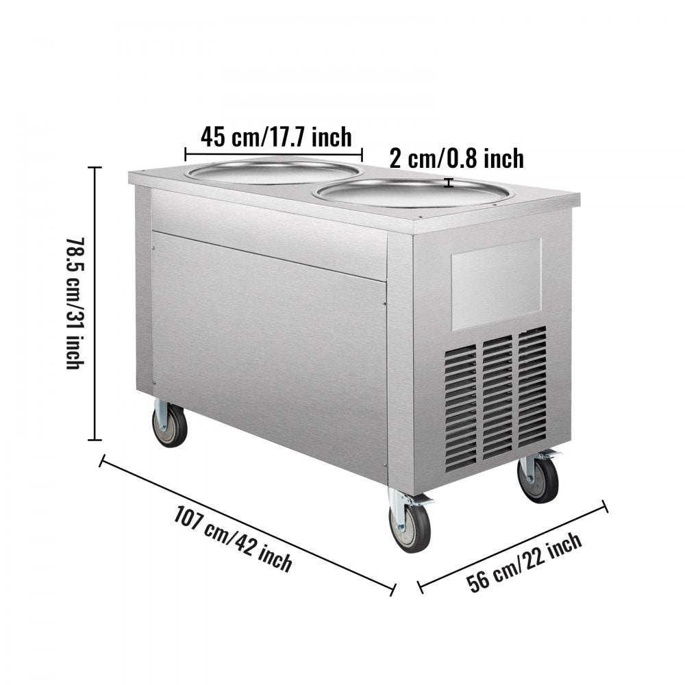 010587780299 - 17.7" Stainless Steel Double-Pan Ice Cream Machine