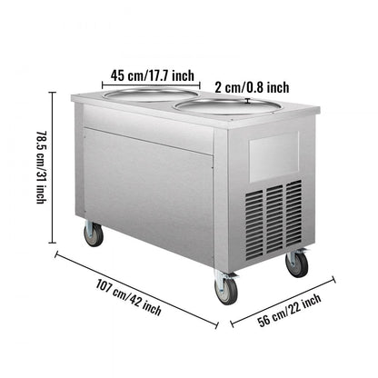 010587780299 - 17.7" Stainless Steel Double-Pan Ice Cream Machine