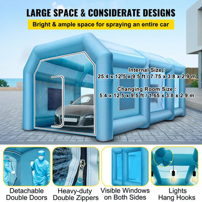 10X5X3.5m - Durable Inflatable Paint Booth with Filtration & Dual Chambers