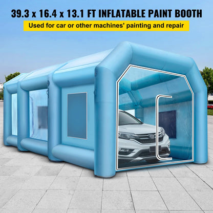 PQZP-9855 - Spacious 39.3ft Inflatable Paint Booth with Filtration & Blowers