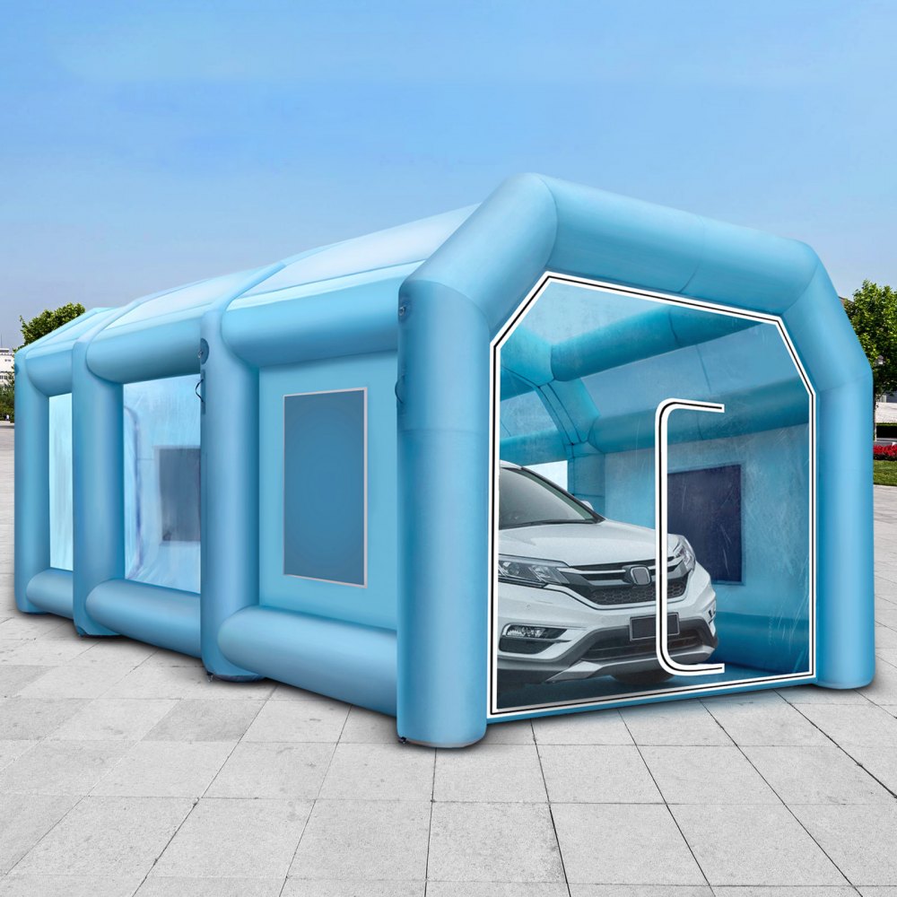 PQZP-9855 - Spacious 39.3ft Inflatable Paint Booth with Filtration & Blowers