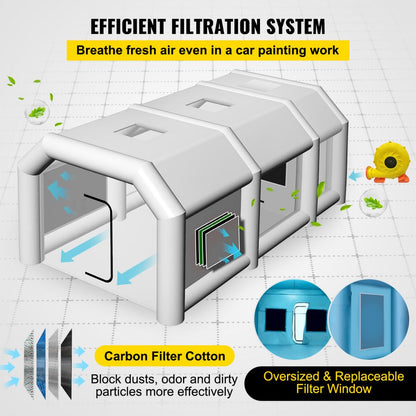 010751813974 - 20x13 Inflatable Paint Booth with Filtration & Blowers