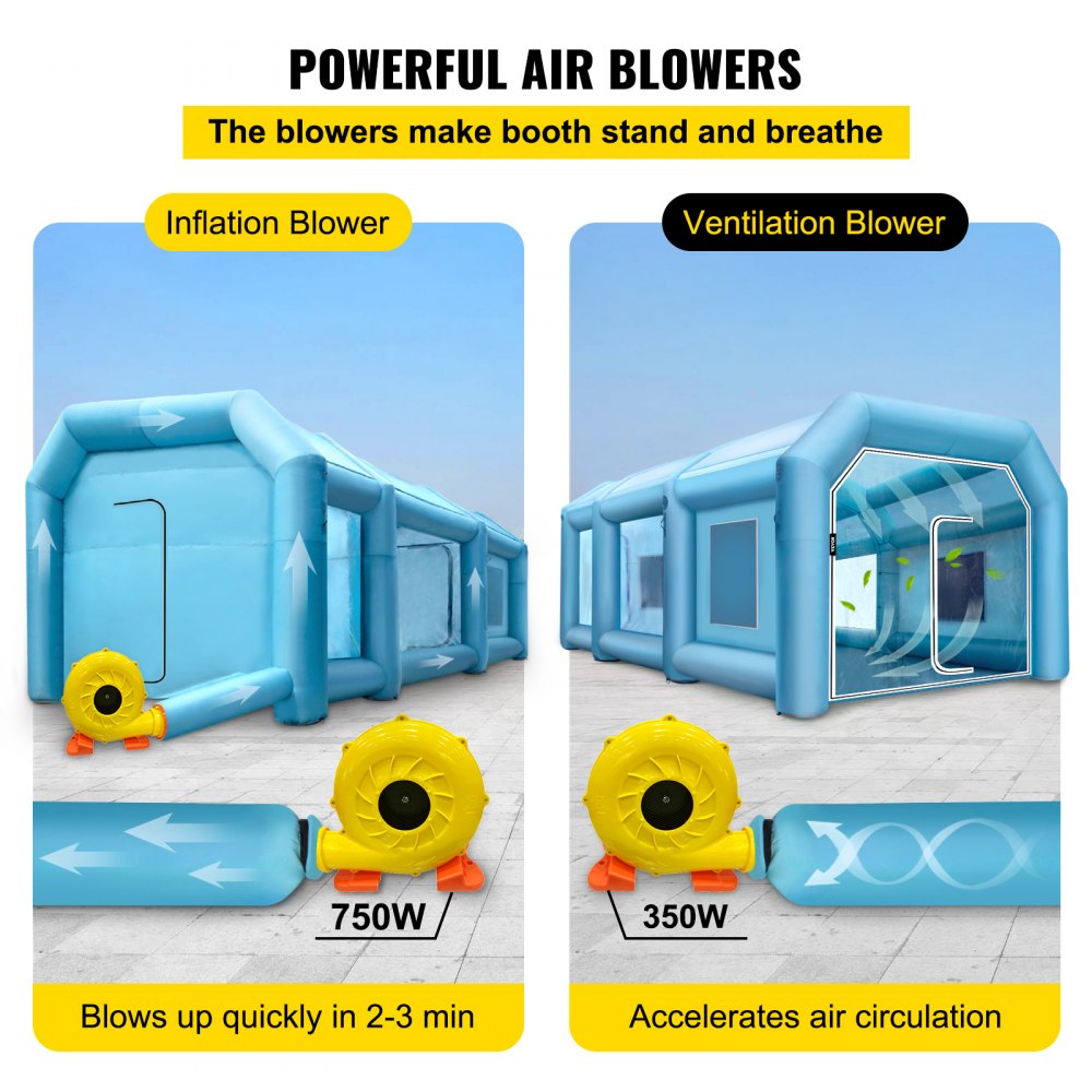 010751813974 - 20x13 Inflatable Paint Booth with Filtration & Blowers
