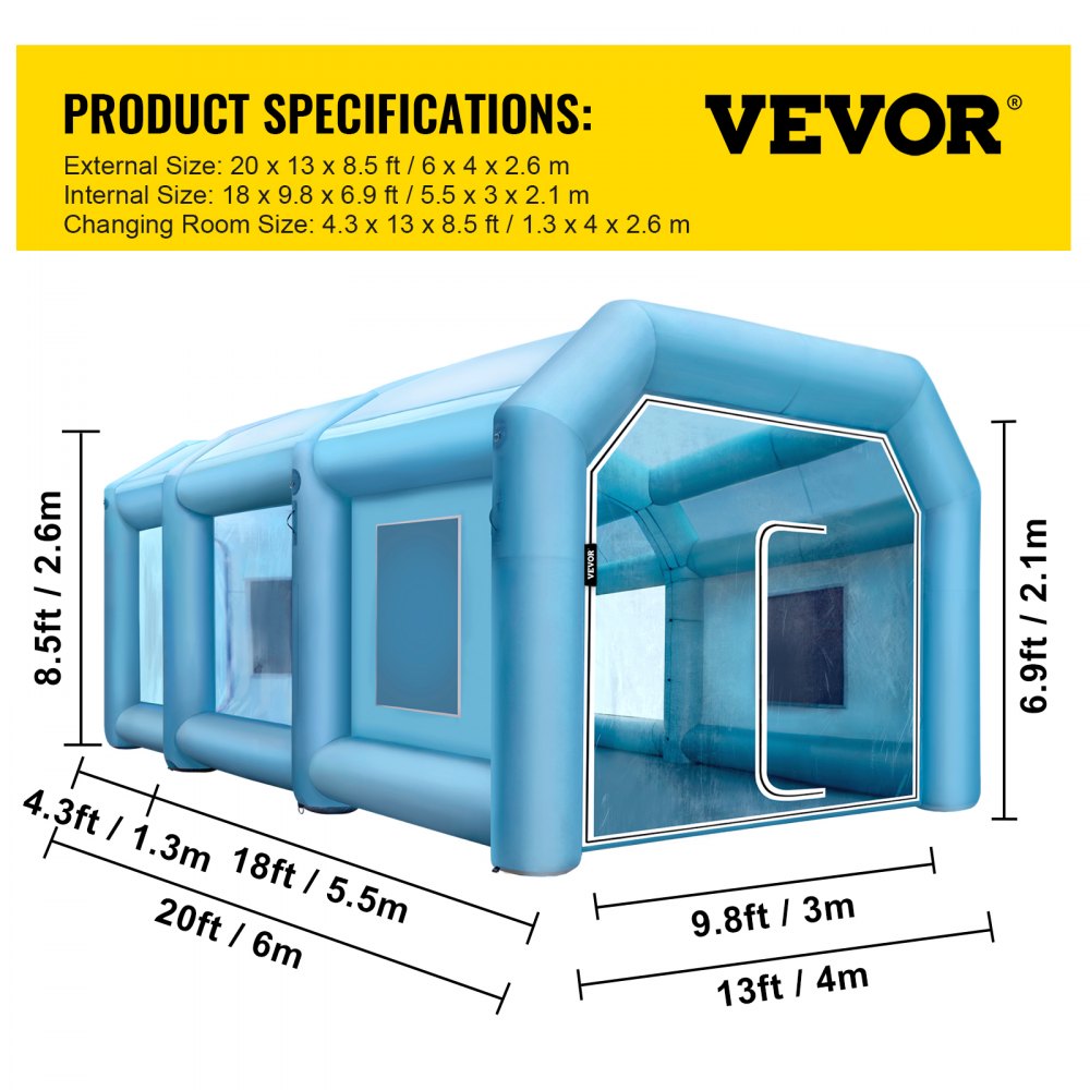 010751813974 - 20x13 Inflatable Paint Booth with Filtration & Blowers