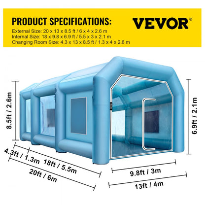 010751813974 - 20x13 Inflatable Paint Booth with Filtration & Blowers