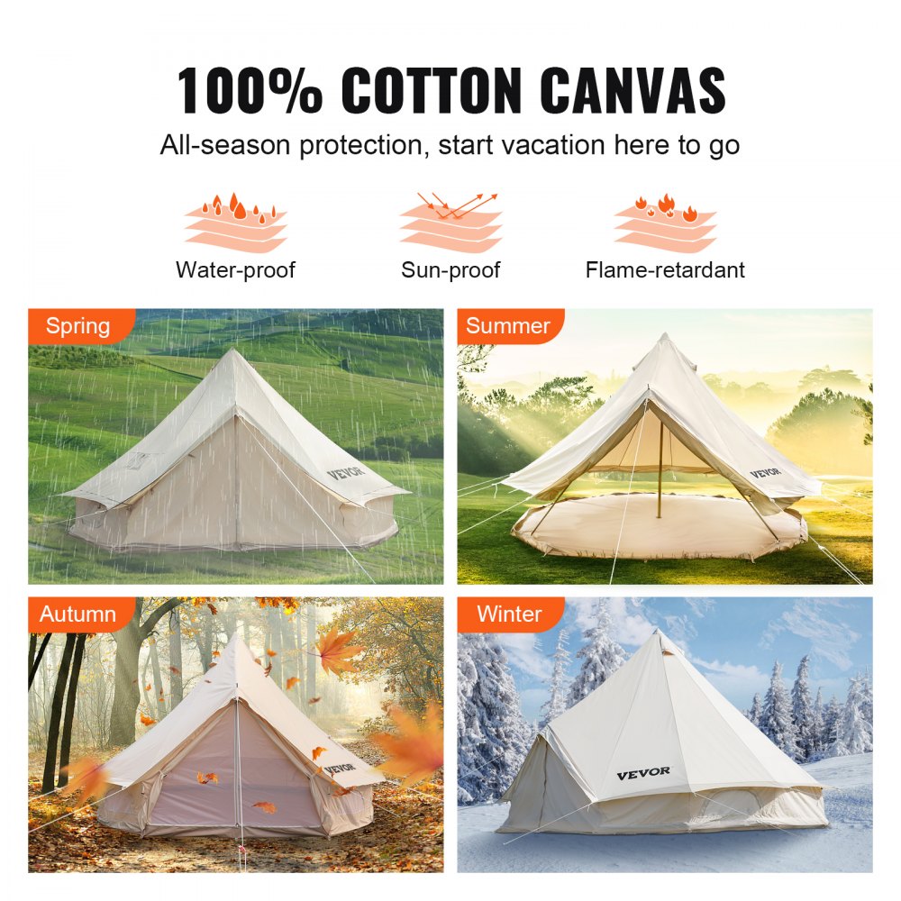 MGB-9833 - 5-8 Person 4-Season Waterproof Cotton Canvas Bell Tent