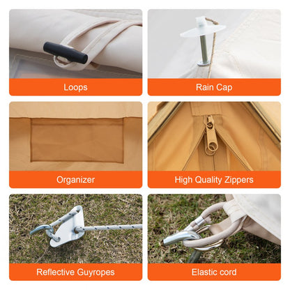 MGB-3326 - 300gsm Waterproof 8-10 Person Bell Tent with Stove Jack