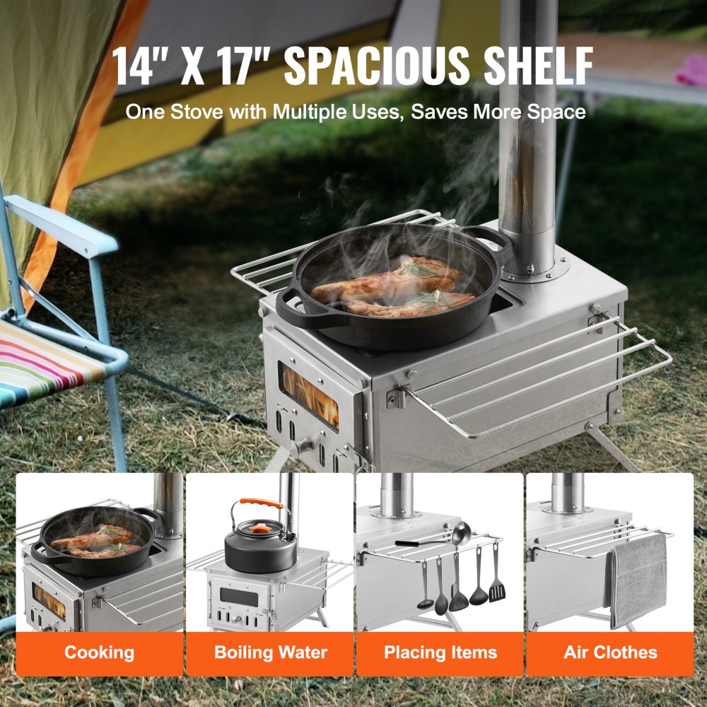 WMCPSF02 - 14"x17" VEVOR Portable Wood Stove with 8 Accessories