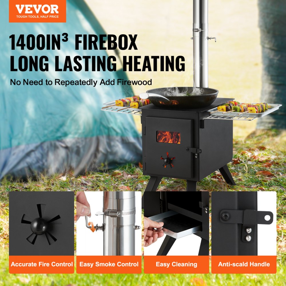 WMCP07-1 - Compact 1400in³ Wood Stove for Outdoor Camping