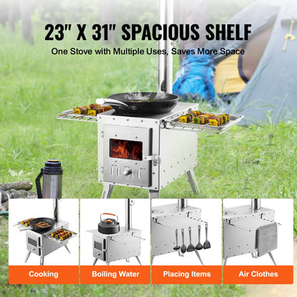 WMCPS03 - Portable 1646in³ Wood Stove for Camping, Cooking & Heating