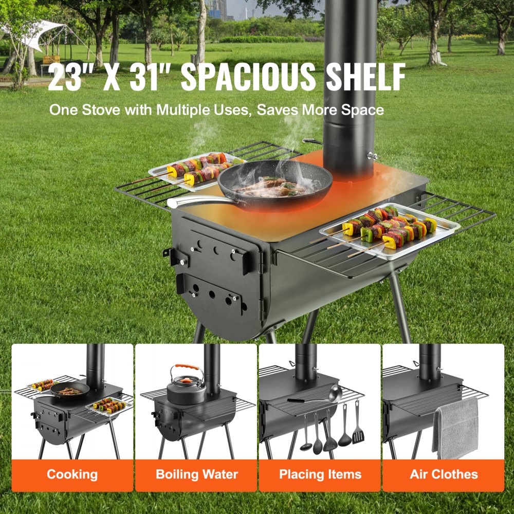 VOLD-002A - Versatile 54 lbs Portable Wood Stove for Camping & Cooking