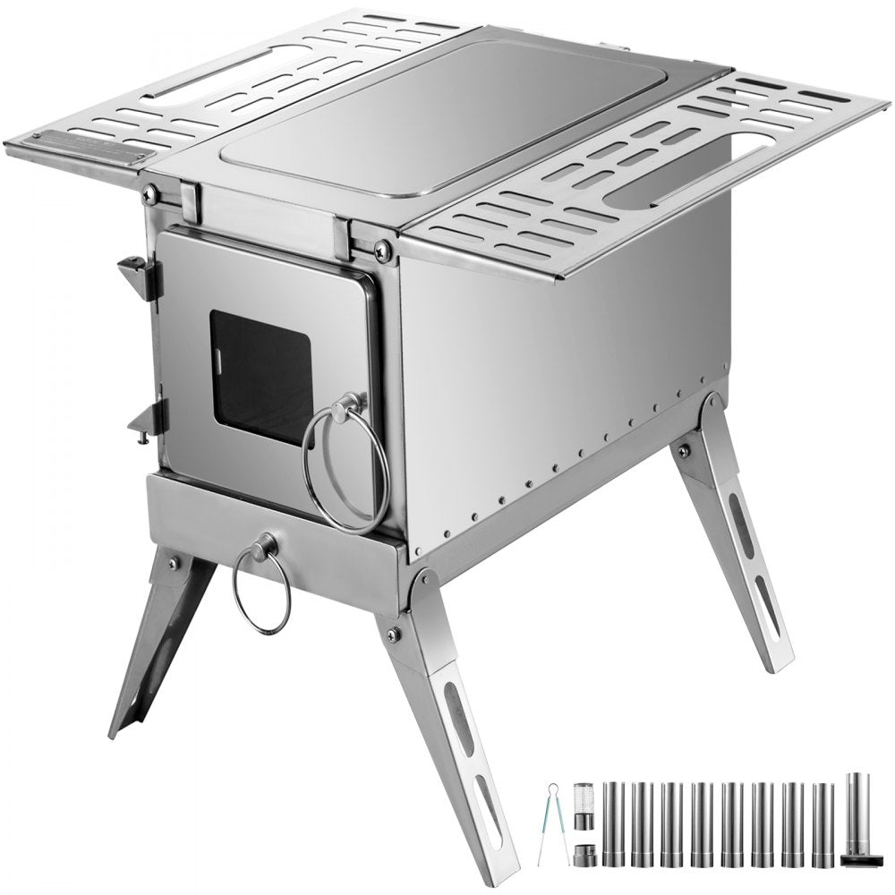 010788445013 - 90.6" Stainless Steel Outdoor Tent Stove with Chimney
