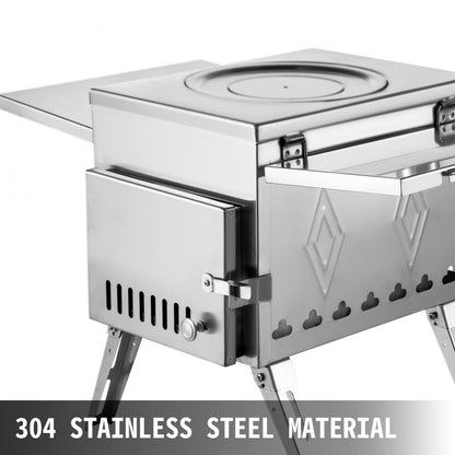 010322189216 - 113-Inch Stainless Steel Wood Stove for Tents & Sheds