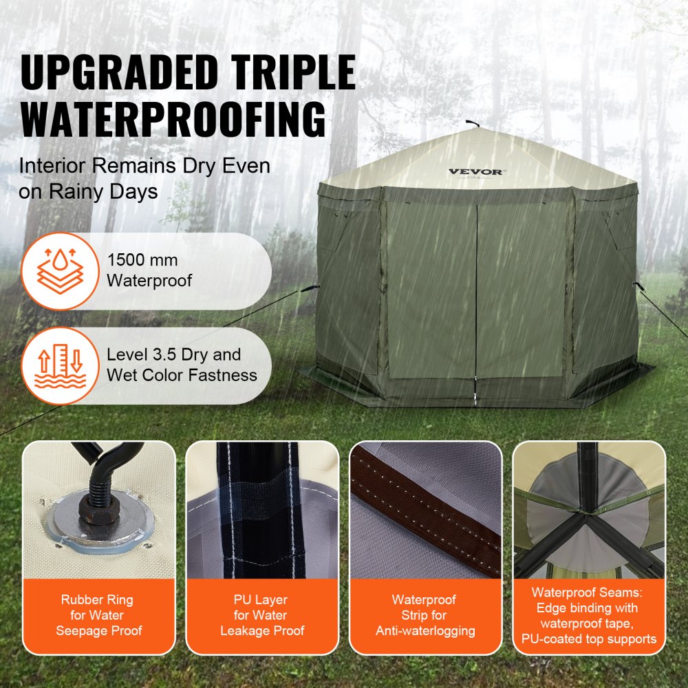 120918 - 10x10FT Waterproof Gazebo Tent for 6 People, Easy Pop-Up