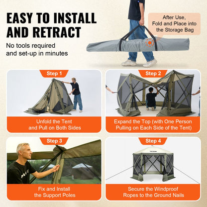 120918 - 10x10FT Waterproof Gazebo Tent for 6 People, Easy Pop-Up
