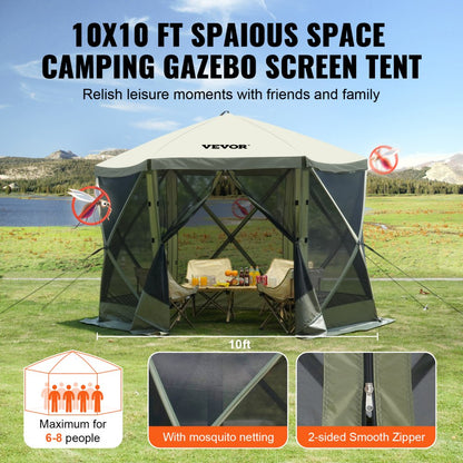 120918 - 10x10FT Waterproof Gazebo Tent for 6 People, Easy Pop-Up