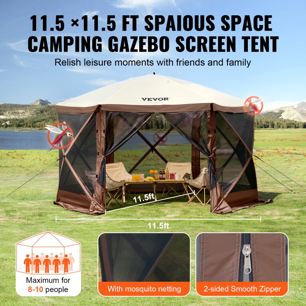 120919 - 11.5x11.5FT VEVOR Pop-Up Gazebo Tent for 7 People