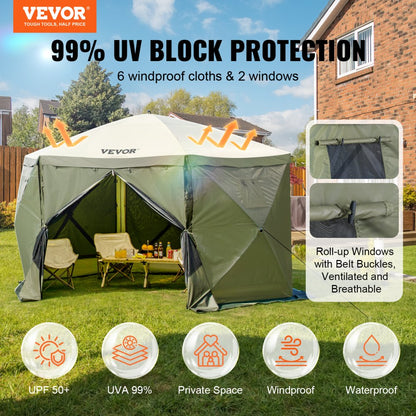 120921 - Spacious 6-Sided Pop-Up Gazebo for 8, Easy Setup Canopy