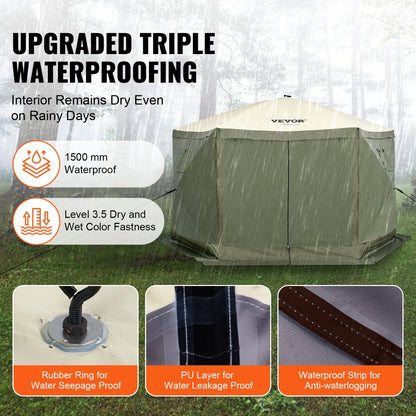 120921 - Spacious 6-Sided Pop-Up Gazebo for 8, Easy Setup Canopy