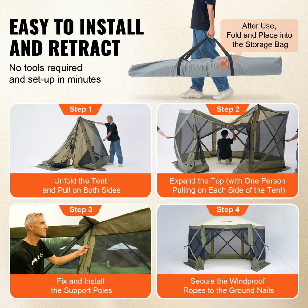 120921 - Spacious 6-Sided Pop-Up Gazebo for 8, Easy Setup Canopy