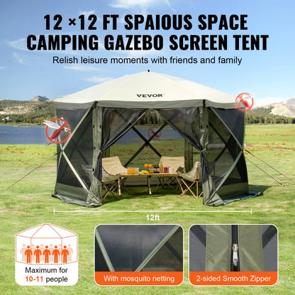 120921 - Spacious 6-Sided Pop-Up Gazebo for 8, Easy Setup Canopy