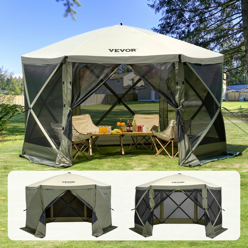 120921 - Spacious 6-Sided Pop-Up Gazebo for 8, Easy Setup Canopy