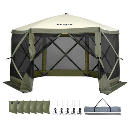 120921 - Spacious 6-Sided Pop-Up Gazebo for 8, Easy Setup Canopy