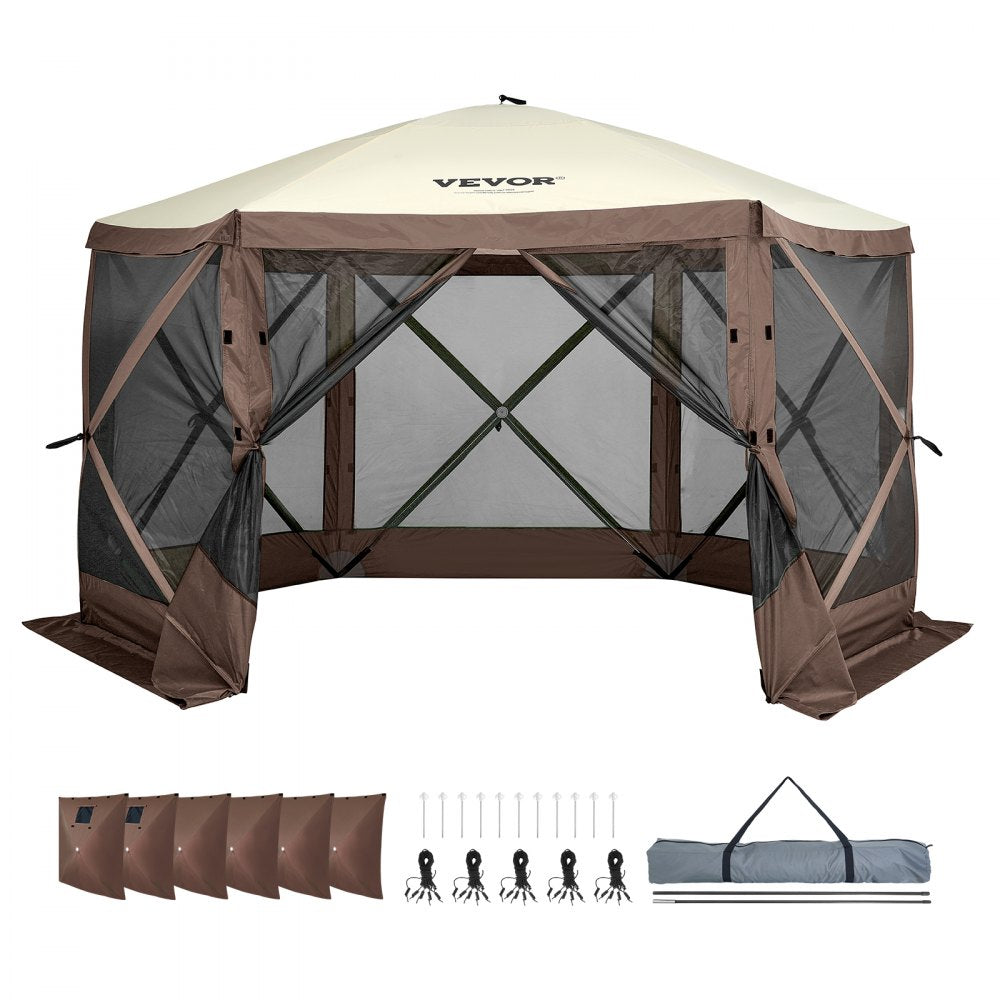 120922 - 12.5x12.5FT VEVOR Pop-Up Gazebo Screen Tent for 8 People