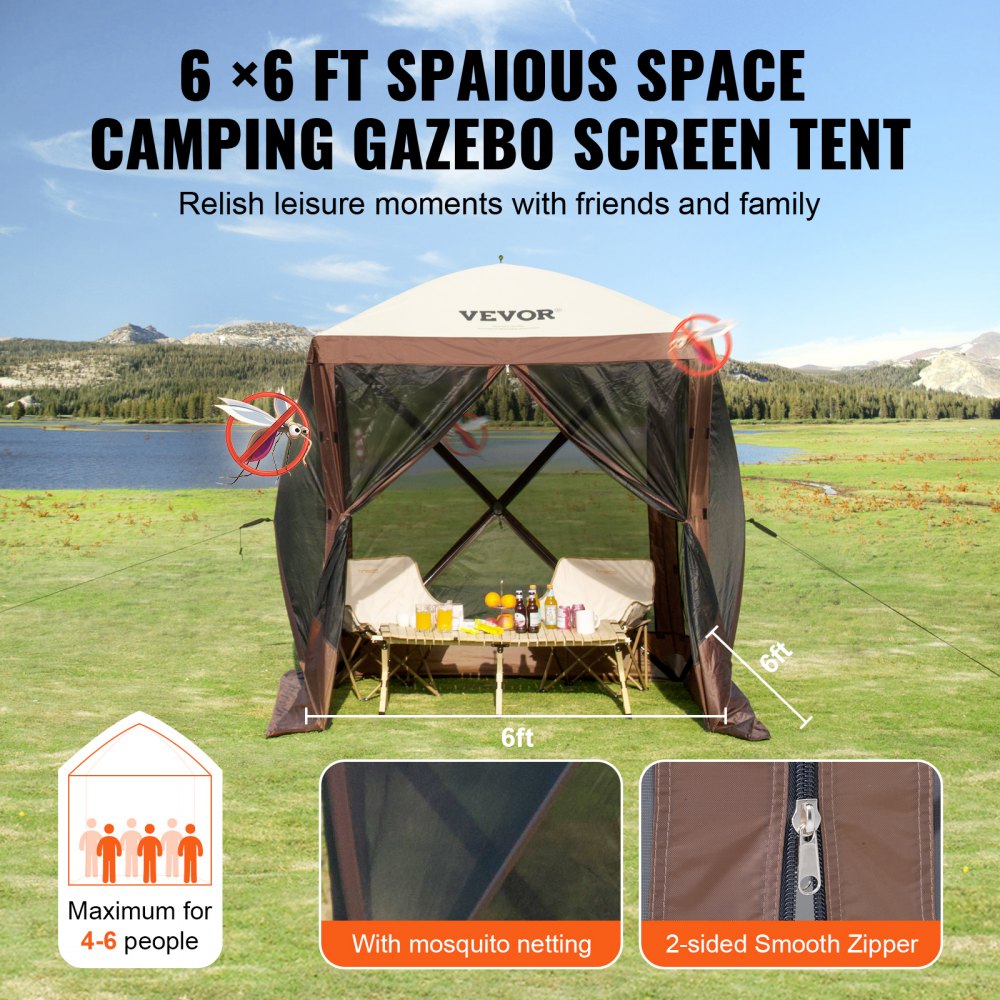 120916 - 6x6FT Waterproof Pop-Up Gazebo Tent for Outdoor Comfort