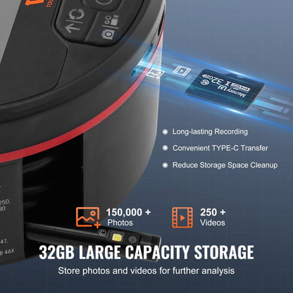 SC12 - VEVOR 4.3" Triple Lens Endoscope with 16.4ft Cable & 10 Lights