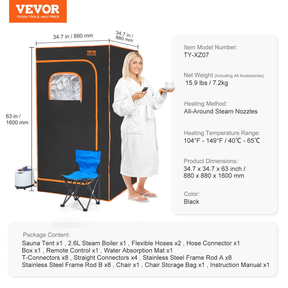 TY-XZ07 - VEVOR Portable Steam Sauna Tent for Ultimate Relaxation