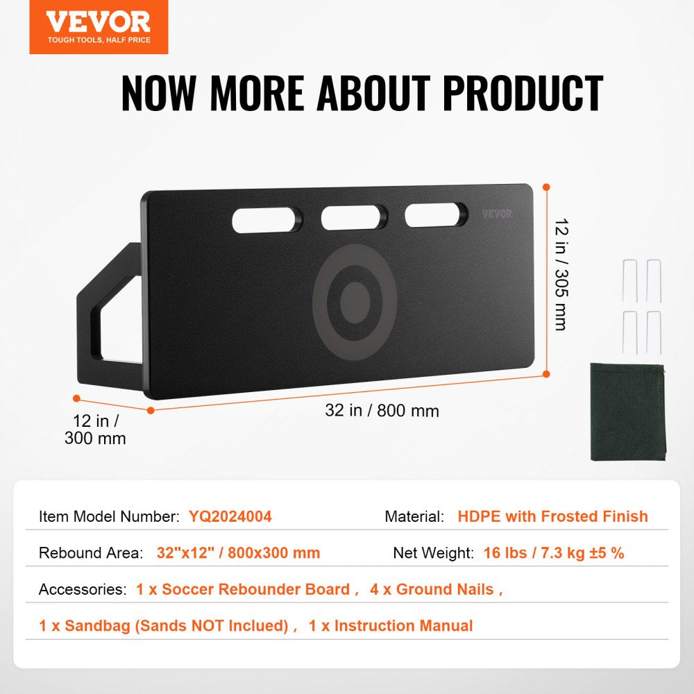 YQ2024004 - Durable 32" Rebounder Board with Adjustable Angles for Soccer Training