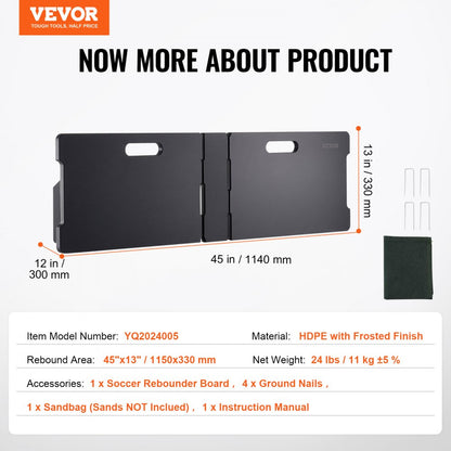 YQ2024005 - Durable 45" Soccer Rebounder with Adjustable Angles and Foldable Design