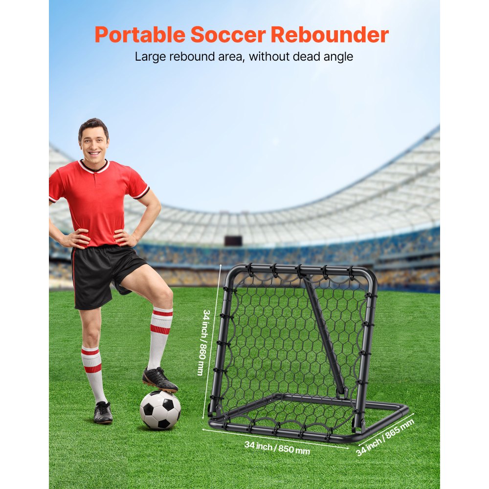 ZQHTW84 - Adjustable Soccer Rebounder with Iron Frame and Foldable Design