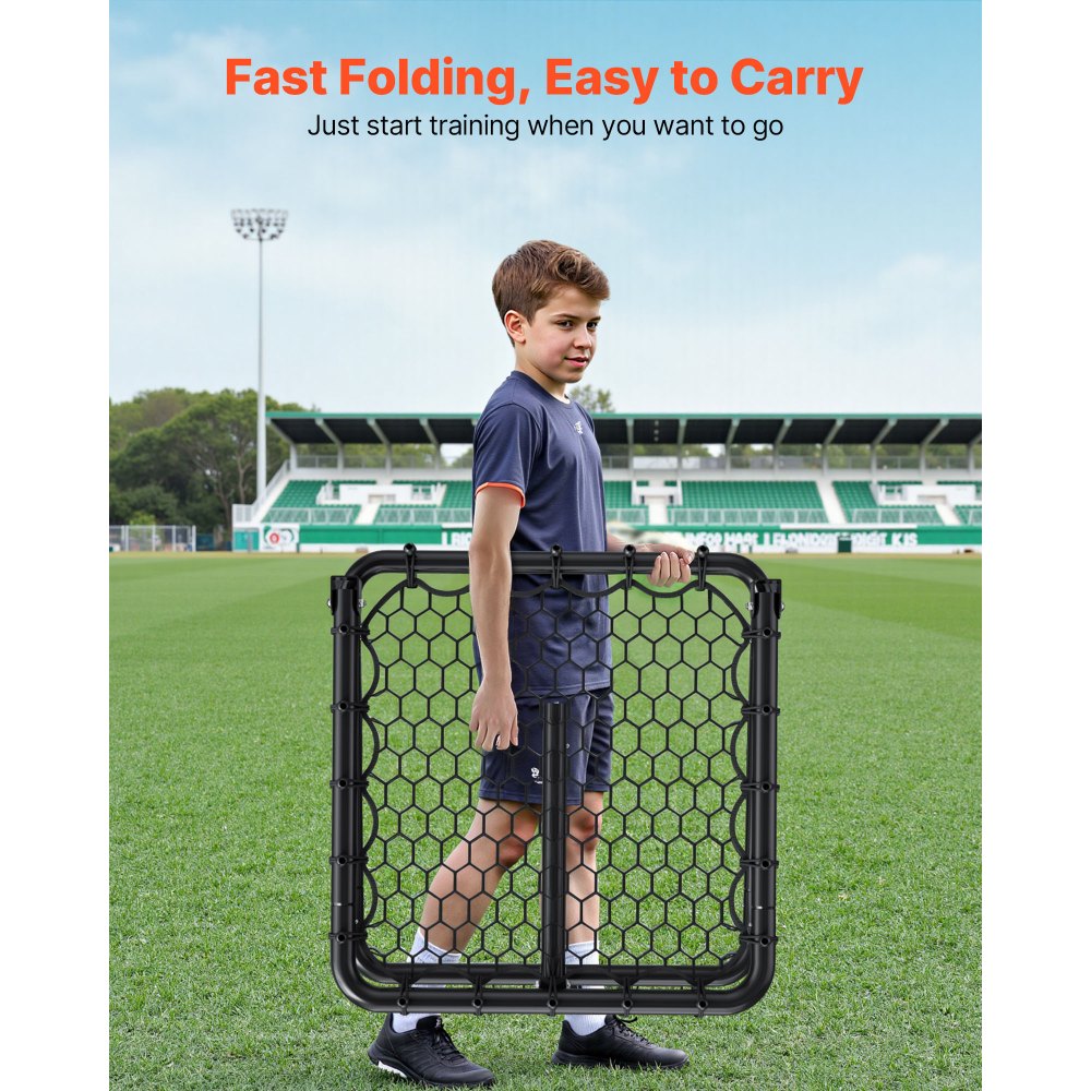ZQHTW84 - Adjustable Soccer Rebounder with Iron Frame and Foldable Design